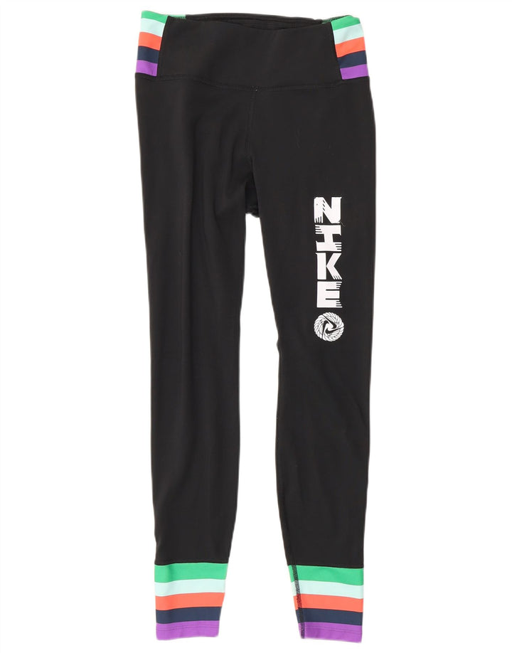 Женские леггинсы с рисунком Nike UK 6 XS, черные, полиэстер с цветными блоками