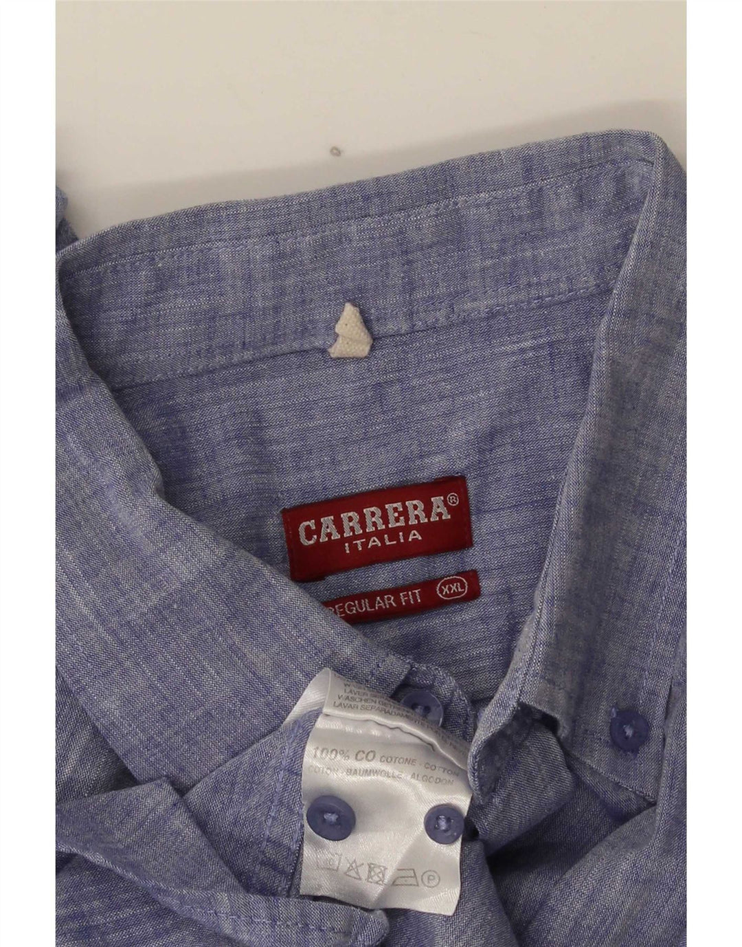 Carrera Мужская рубашка стандартного кроя с коротким рукавом 2XL, синяя, хлопок