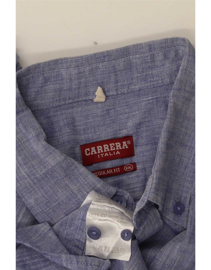 Carrera Мужская рубашка стандартного кроя с коротким рукавом 2XL, синяя, хлопок