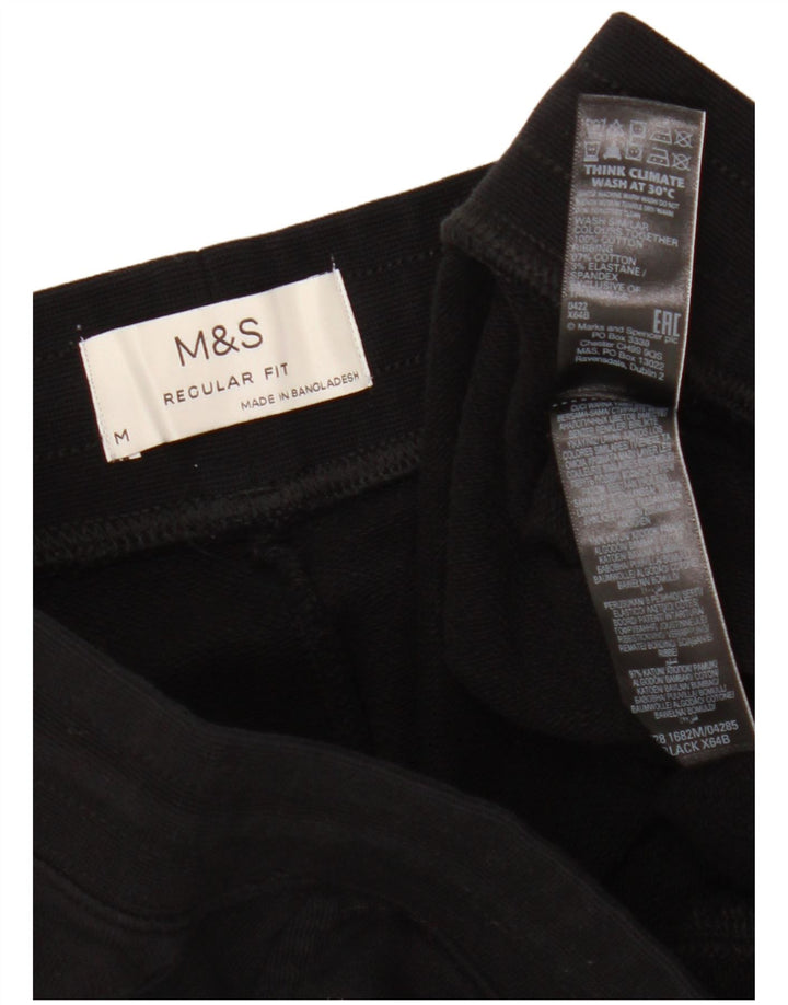 Мужские спортивные шорты MARKS & SPENCER среднего размера, черные, хлопковые