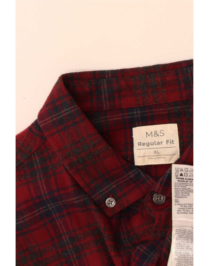 Мужская фланелевая рубашка стандартного кроя Marks & Spencer XL, хлопковая красная клетка