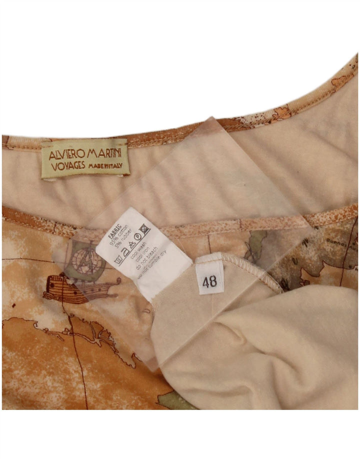 ALVIERO MARTINI Женский укороченный жилет Voyages IT 48 XL Бежевый с геометрическим рисунком
