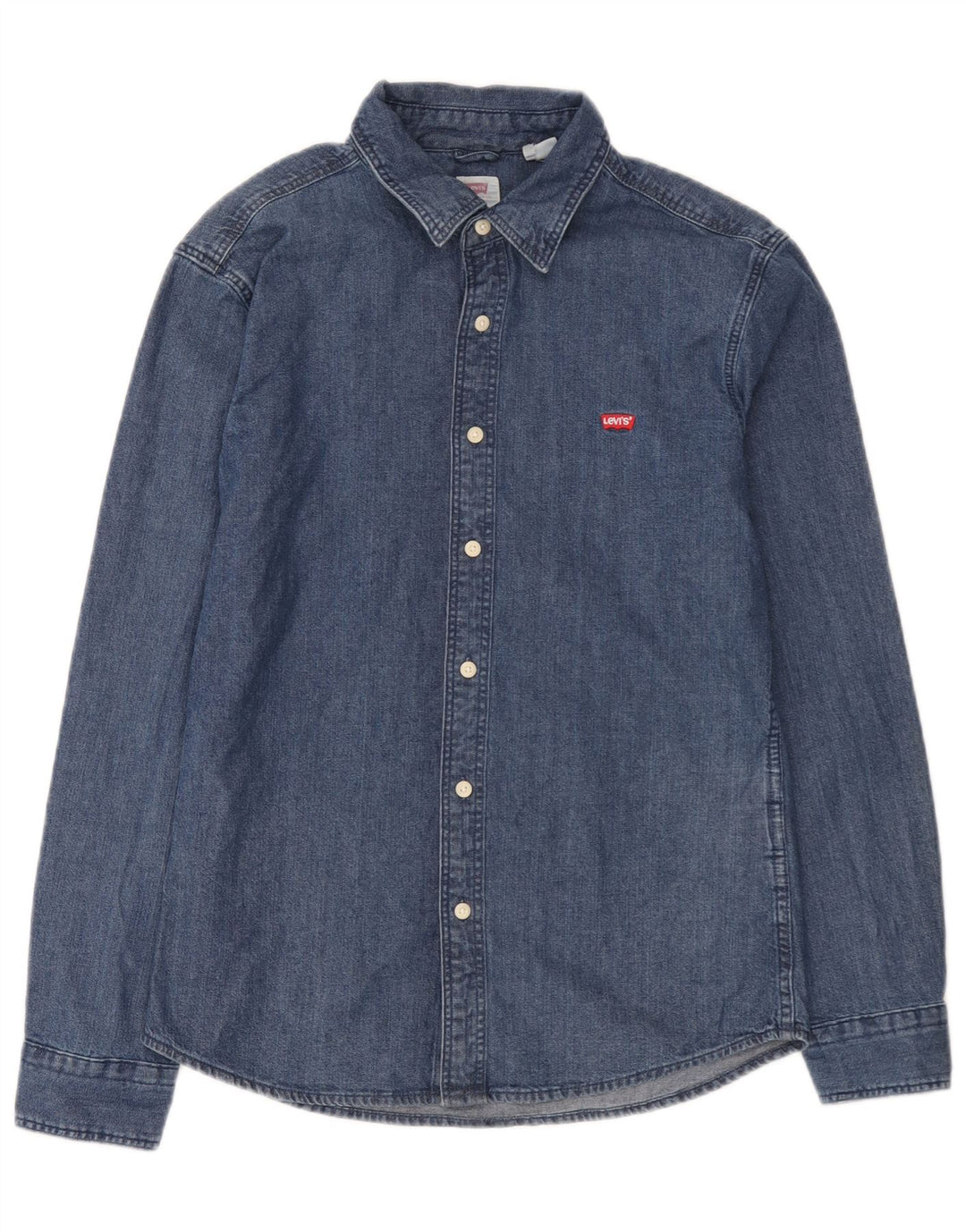 Мужская джинсовая рубашка приталенного кроя Levi's, хлопок среднего синего цвета