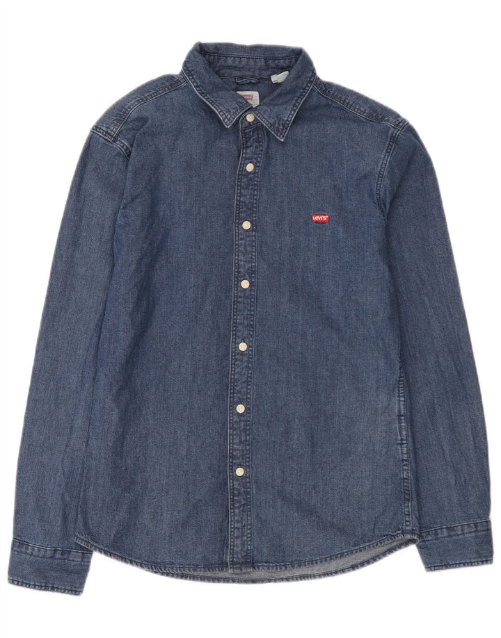 Мужская джинсовая рубашка приталенного кроя Levi's, хлопок среднего синего цвета