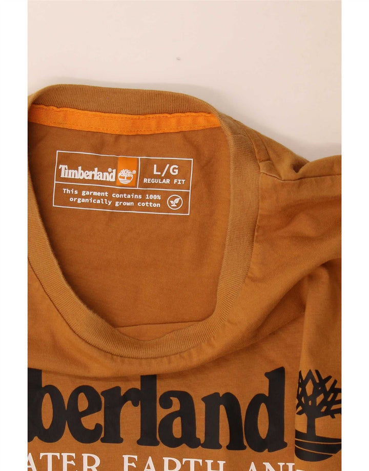 Мужской топ Timberland стандартного кроя с рисунком и длинными рукавами, большой коричневый хлопок