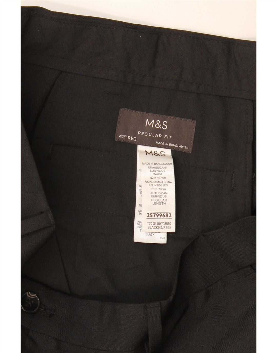Мужские прямые брюки стандартного кроя Marks & Spencer W42 L31 черные