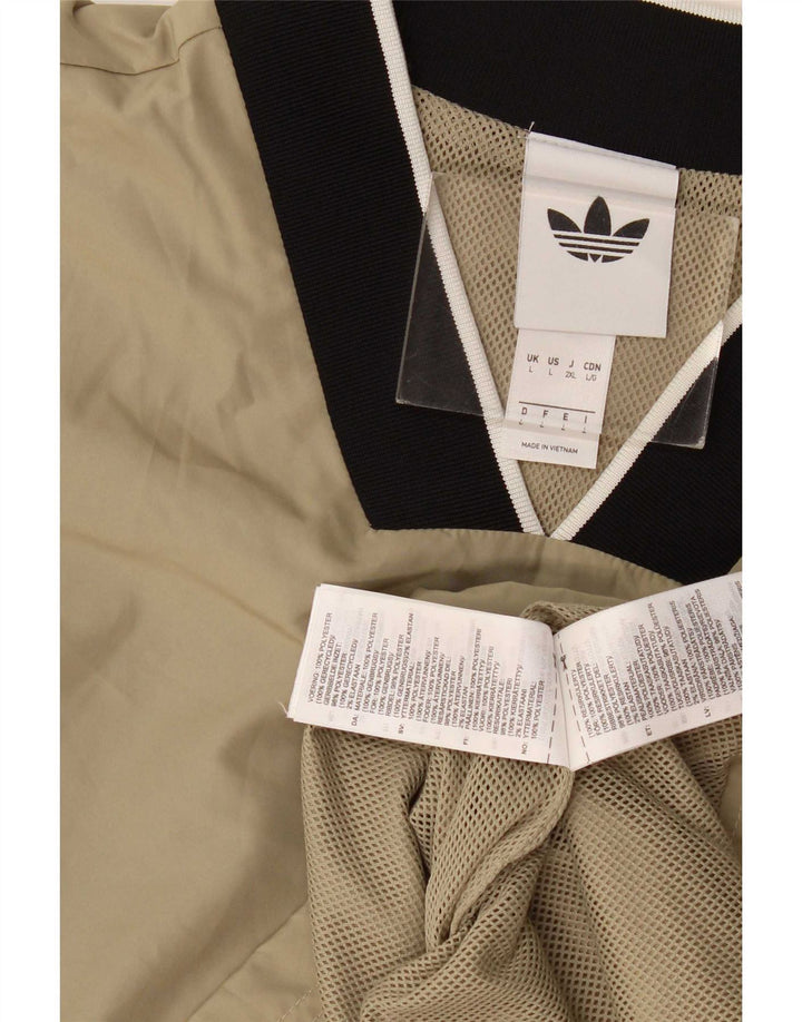 Мужской спортивный пуловер Adidas Top большого размера из полиэстера с цветными блоками бежевого цвета