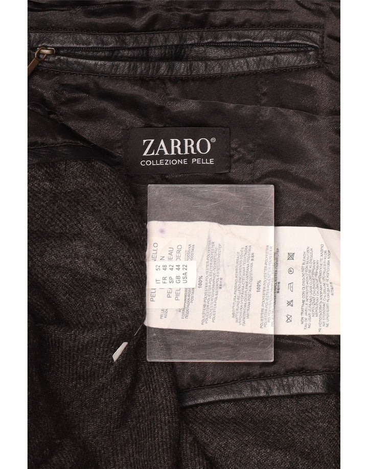 ZARRO Mens Leather Coat UK 44 2XL Black Lambskin