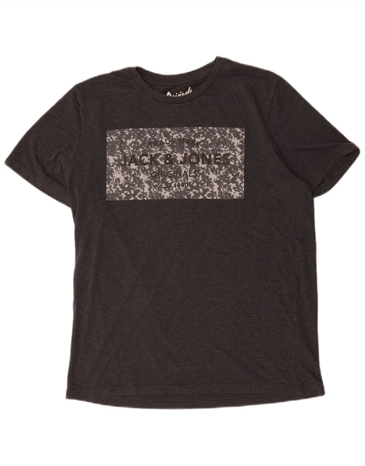 Мужская футболка с рисунком Jack & Jones Top XL, серый хлопок