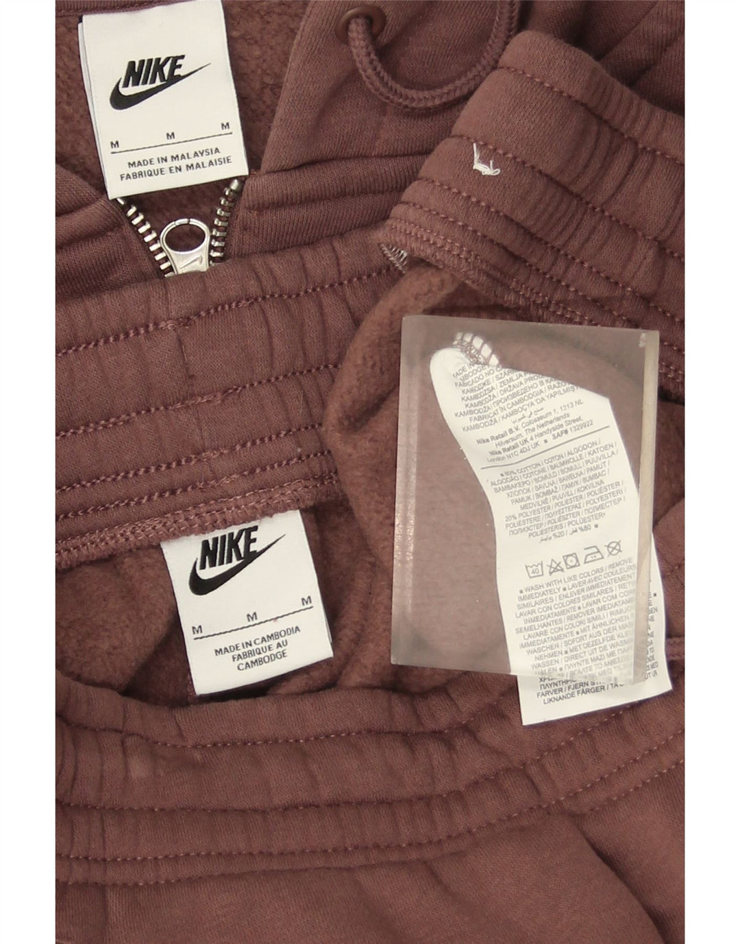 Женский спортивный костюм с капюшоном Nike UK 14, хлопковый средний коричневый цвет