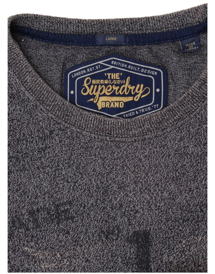 SUPERDRY Мужская футболка с рисунком, большой темно-синий хлопок с крапинками