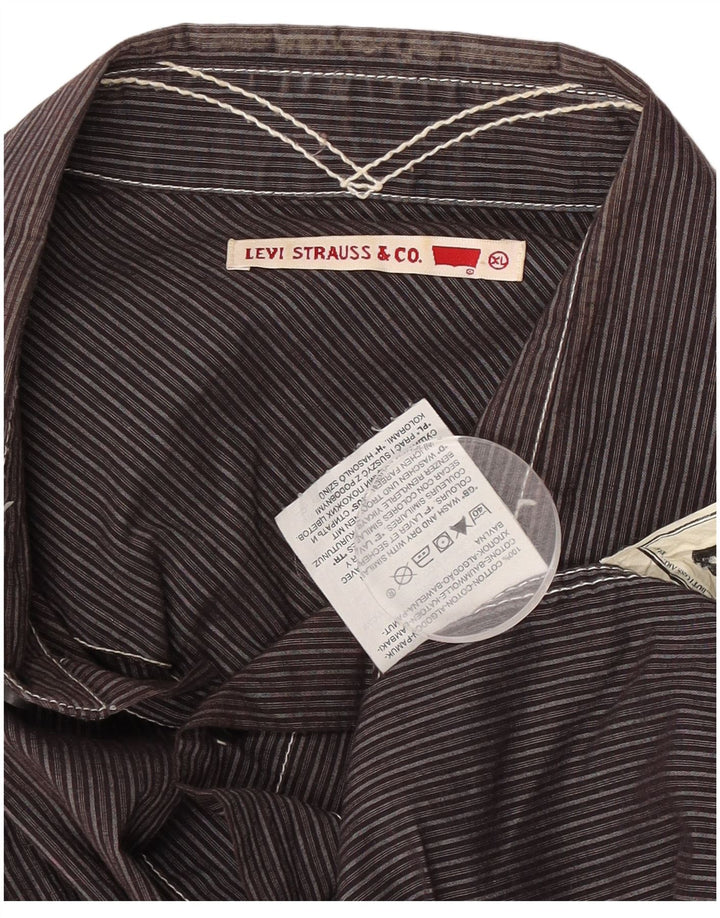 Мужская рубашка Levi's XL, коричневая хлопковая полоска