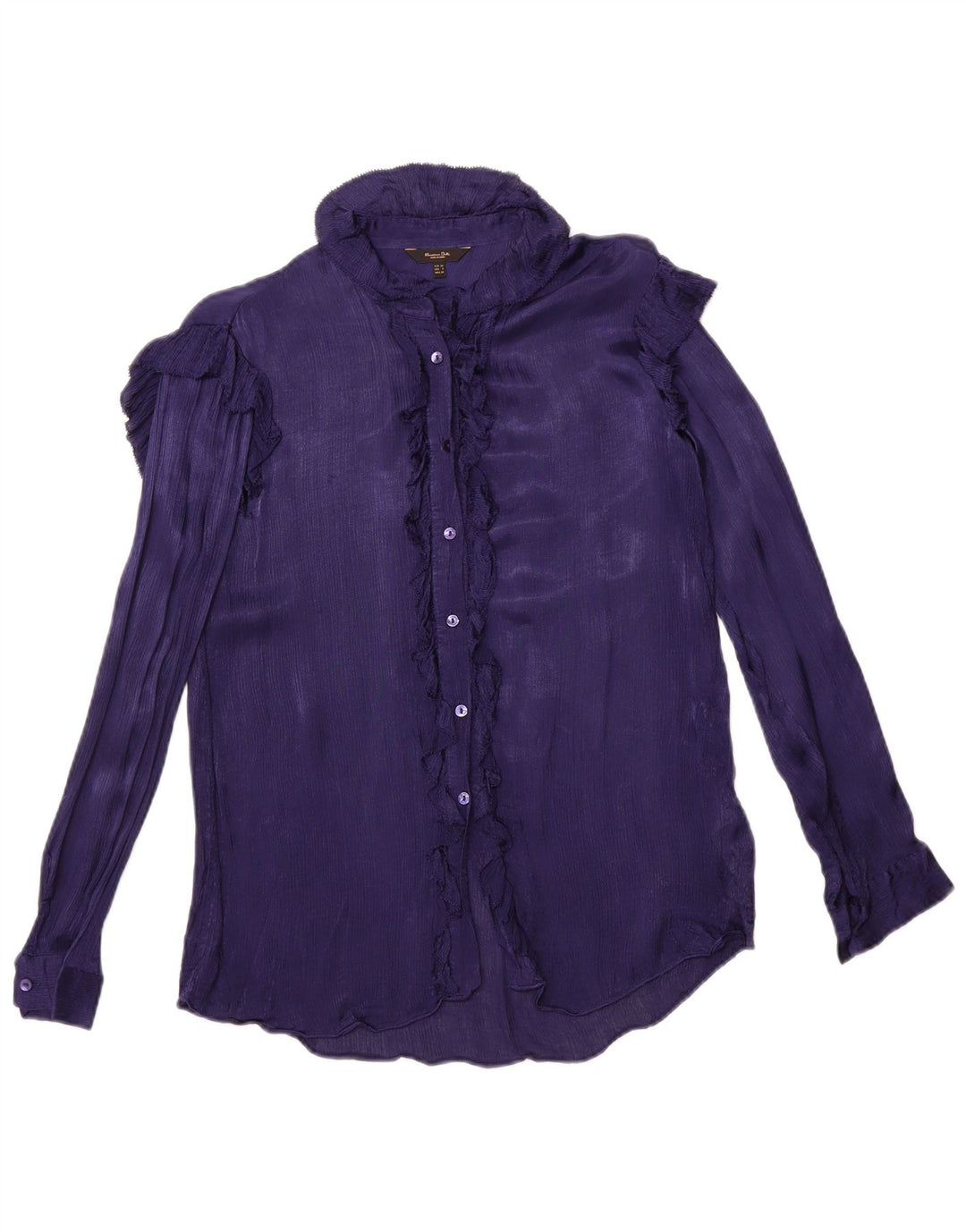 MASSIMO DUTTI Женская рубашка-блузка оверсайз с рюшами спереди EU 34 2XS Фиолетовый