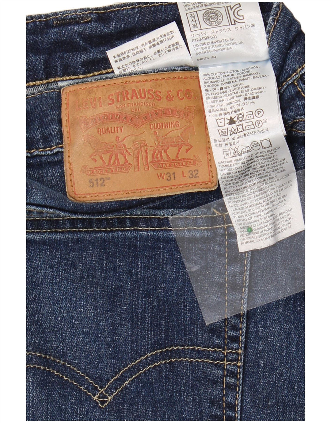 Мужские зауженные джинсы LEVI'S 512 W31 L32 синие