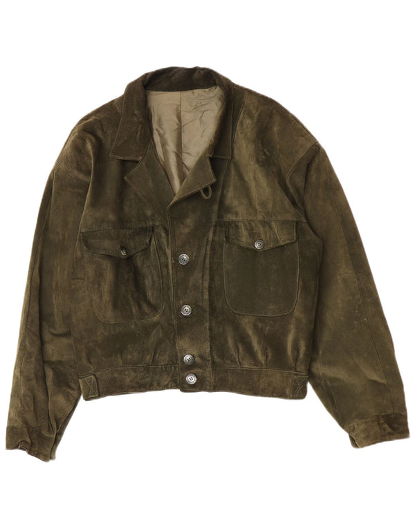 Женская замшевая куртка Penelope IT 48 XL из кожи цвета хаки