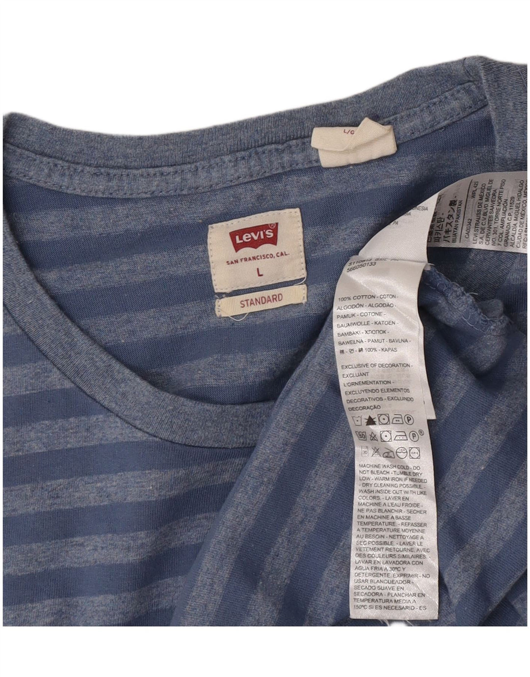 Мужская стандартная футболка Levi's из хлопка в большую синюю полоску