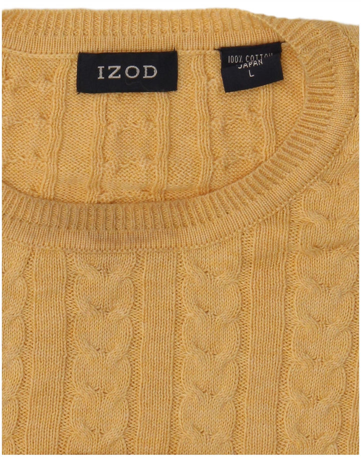 IZOD Мужской джемпер с круглым вырезом, большой желтый хлопковый свитер