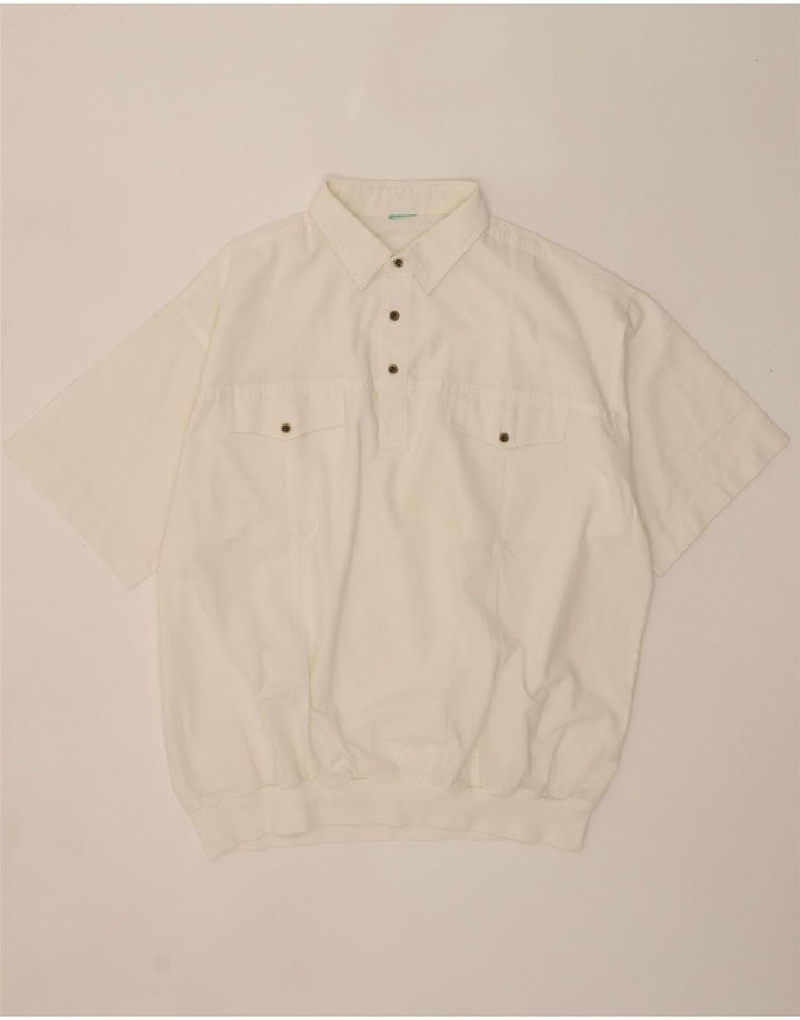 VINTAGE Mens Short Sleeve Pullover Shirt 3XL White Polyester Vintage Vintage and Second-Hand Vintage from Messina Hembry 
