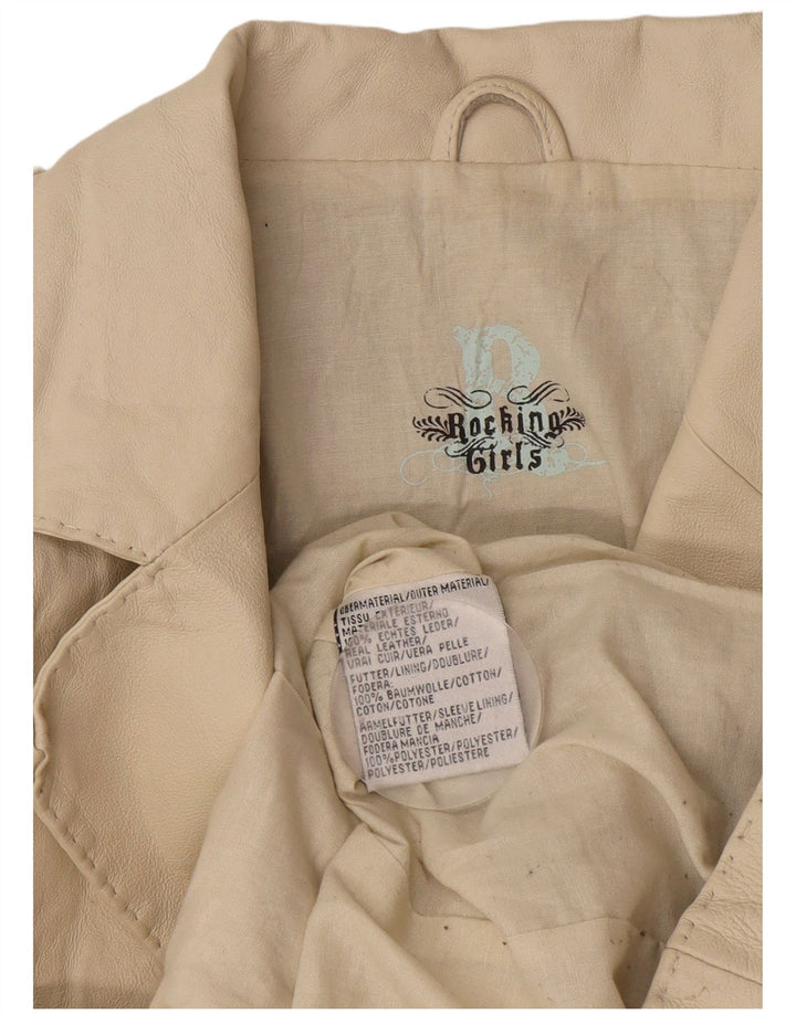 Винтажный женский пиджак в стиле милитари на 3 пуговицах, Великобритания 14, средний белый