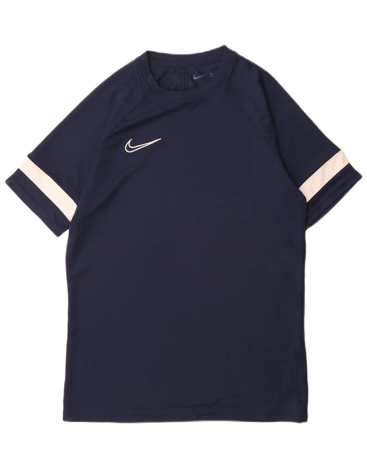 Мужская футболка Nike Dri Fit среднего размера, темно-синяя, с цветными блоками