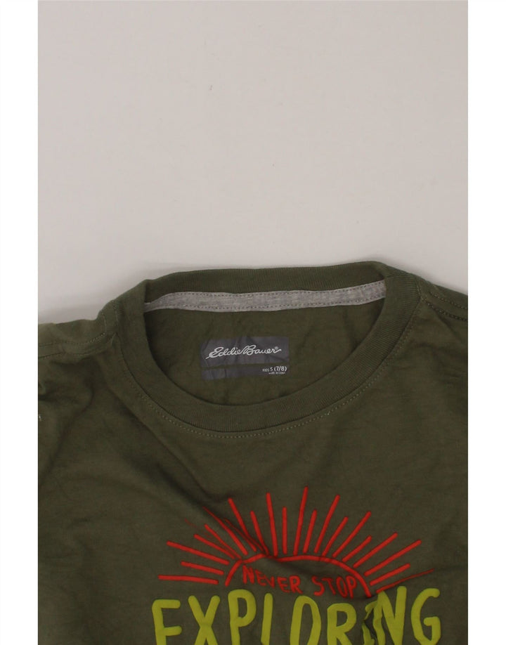 EDDIE BAUER Boys Graphic Top Long Sleeve 7-8 Years Small Khaki Cotton Vintage Eddie Bauer and Second-Hand Eddie Bauer from Messina Hembry 