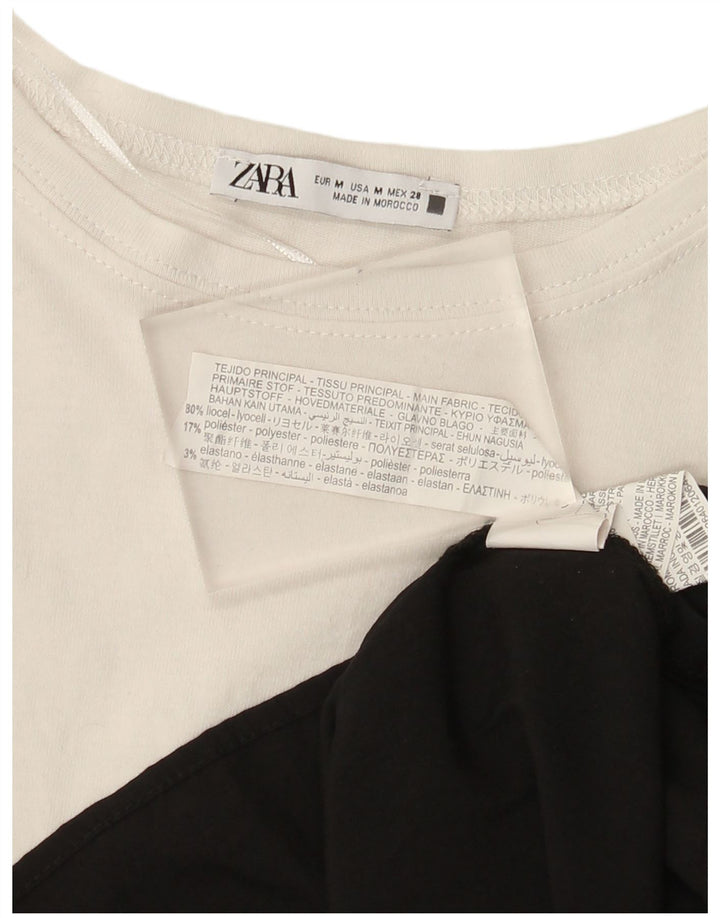 Женский топ оверсайз Zara с длинным рукавом UK 14, средний белый, цветной блок