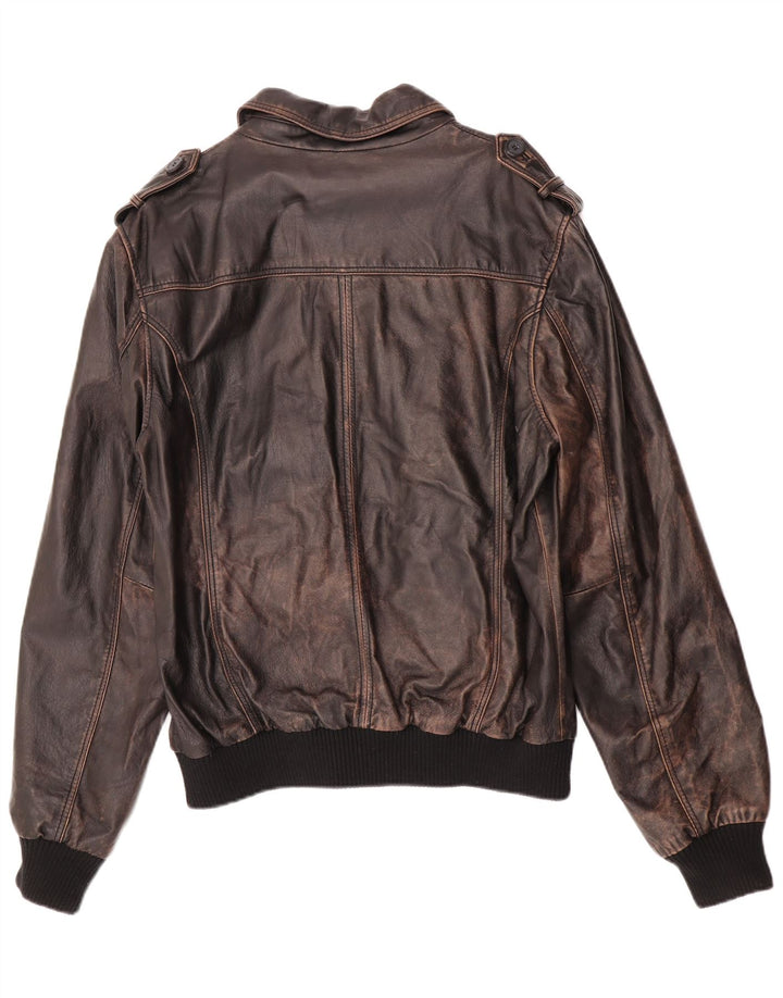 ENJOY Мужская кожаная куртка в стиле милитари UK 42 XL Коричневая кожаная