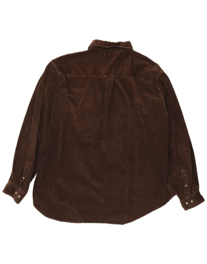 CONTE OF FLORENCE Мужская вельветовая рубашка 2XL коричневая, хлопок