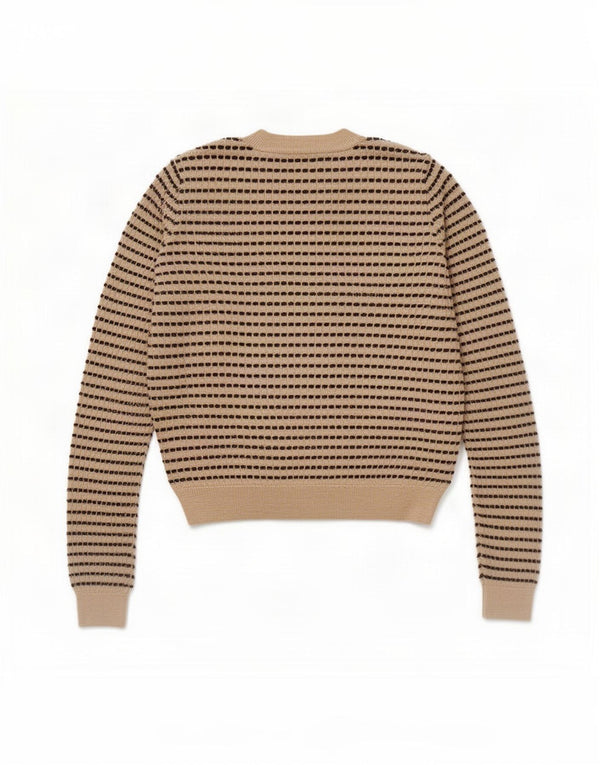 Женский укороченный свитер с вырезом лодочкой Zara UK 10, маленький бежевый в полоску