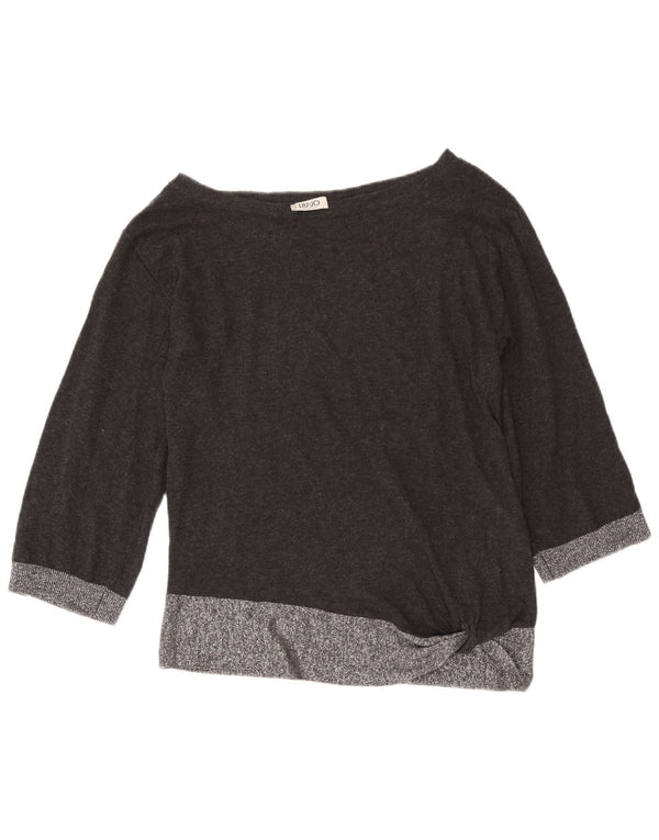 Liu Jo Womens Boat Neck Jumper Sweater UK 14 Medium Grey Colourblock