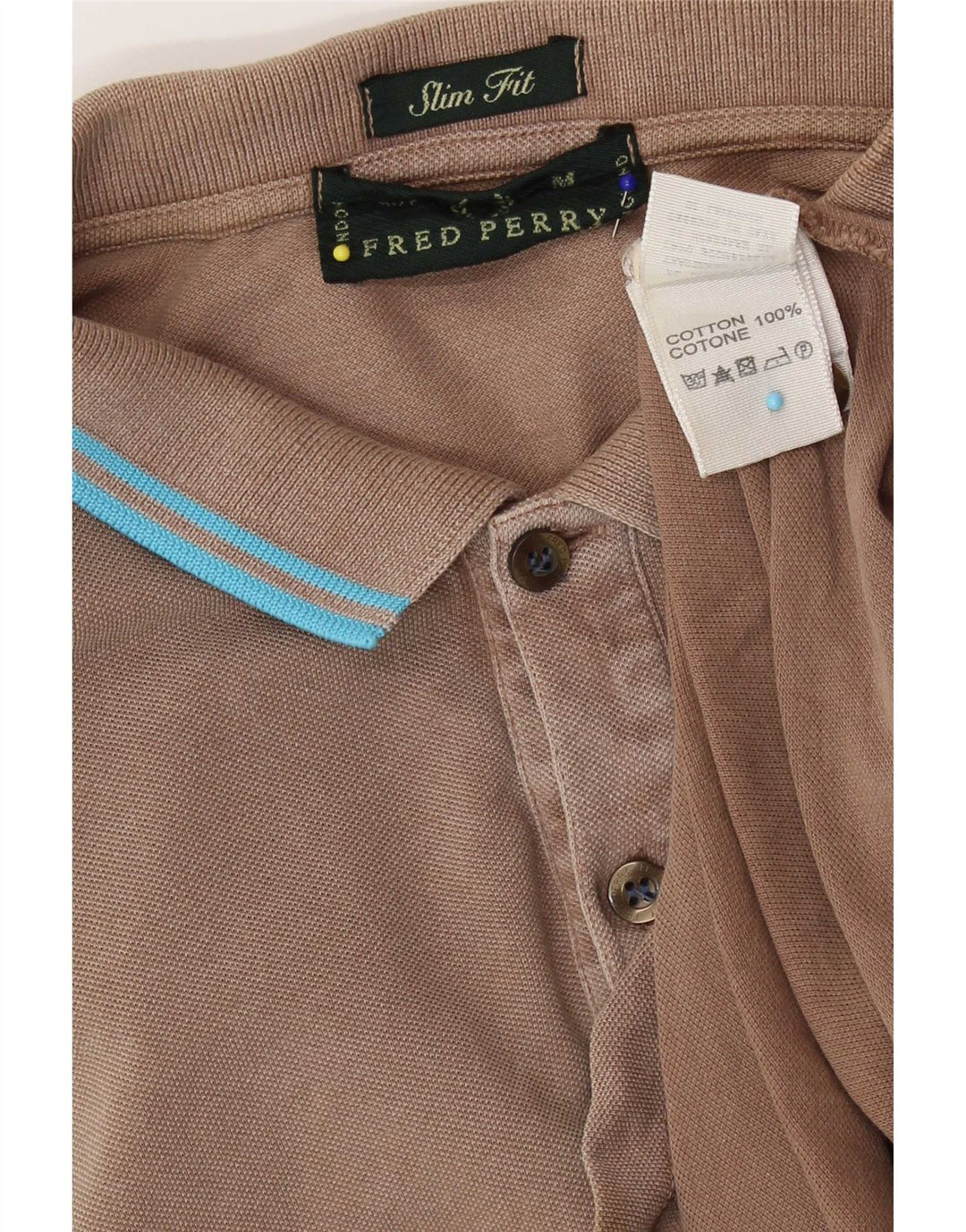 Мужская рубашка-поло приталенного кроя Fred Perry, хлопковый цвет среднего коричневого цвета
