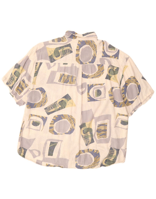 VINTAGE Мужская рубашка с коротким рукавом, размер 43/44 XL, белая в стиле пэчворк