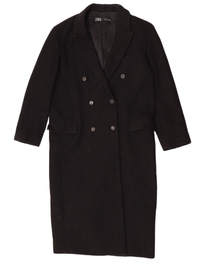 Женское двубортное пальто Zara UK 14, средний черный, шерсть