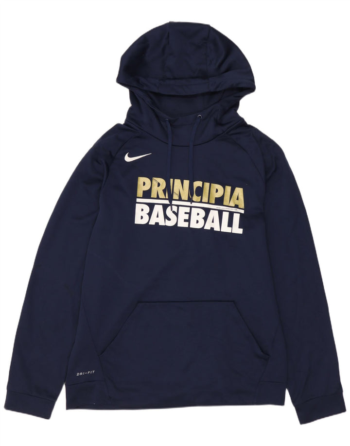 Мужской джемпер с капюшоном NIKE Dri Fit с рисунком, средний темно-синий, полиэстер