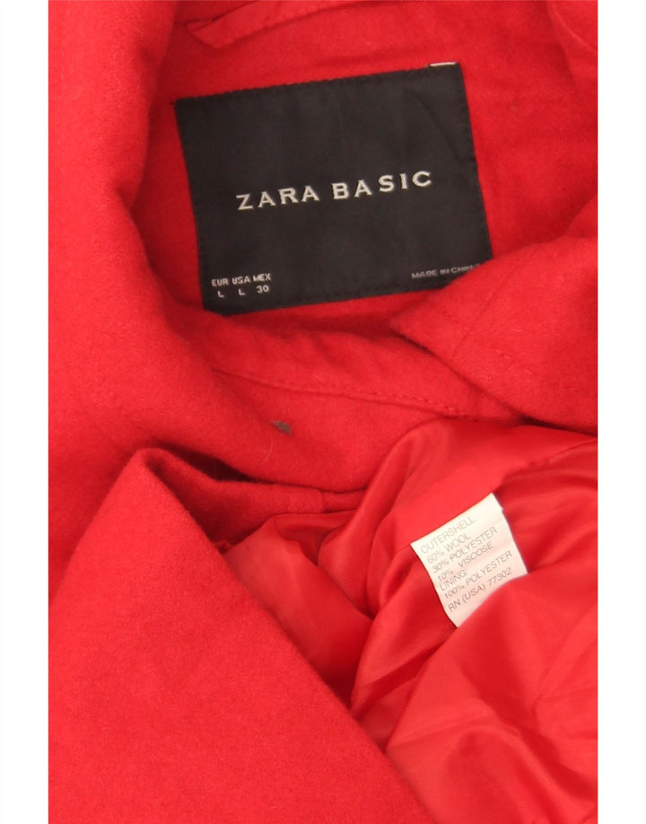 Женское короткое полупальто Zara UK 16, большая красная шерсть