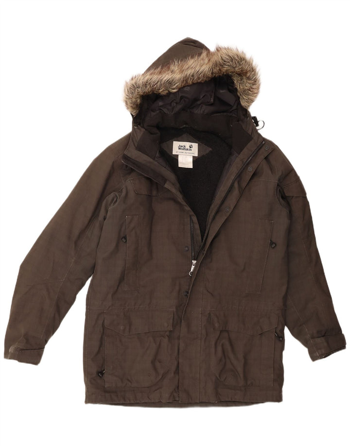 Мужская парка из шерпы с капюшоном Jack Wolfskin UK 34, маленький серый полиэстер