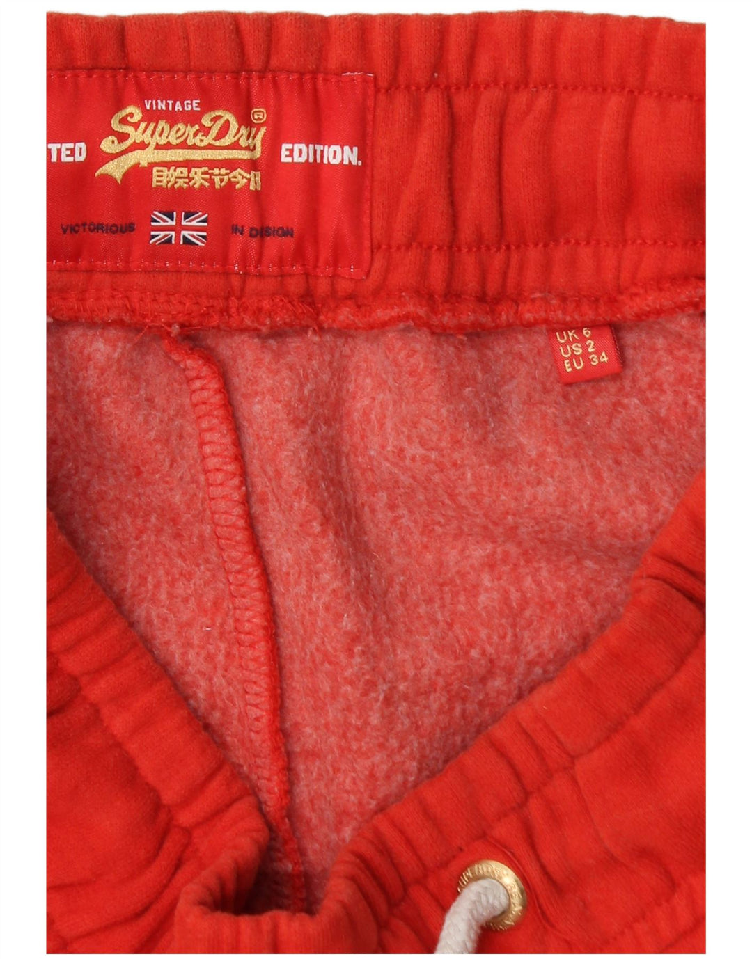 SUPERDRY Женские спортивные брюки с графическим рисунком, джоггеры UK 6 XS, красные цветные блоки