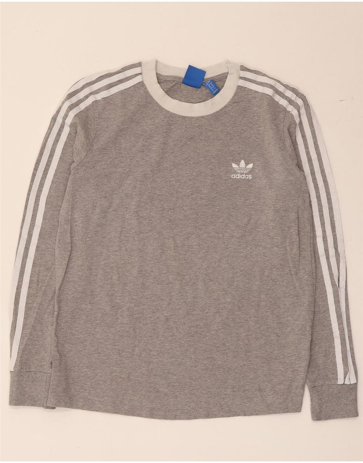 Женский свитер с рисунком Adidas UK 12, средний серый цвет с цветными блоками