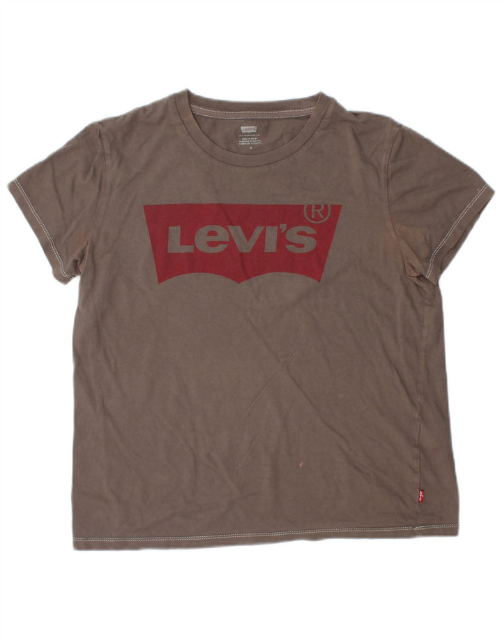 Женская футболка с рисунком Levi's Top UK 14, средний серый хлопок