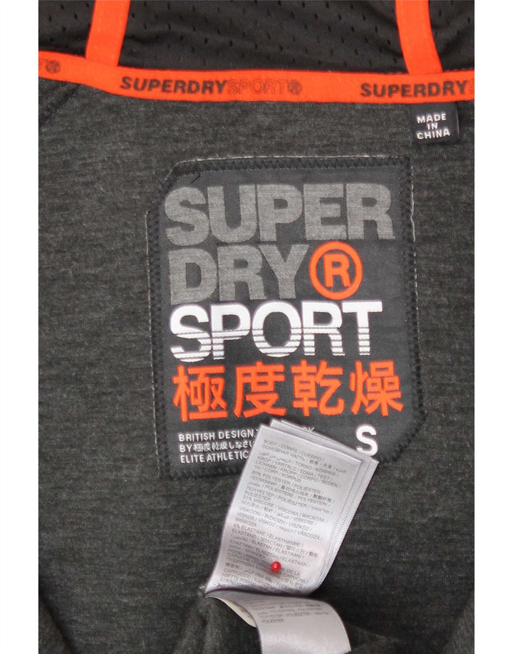 Мужской свитер с капюшоном на молнии с графическим рисунком Superdry, маленький серый полиэстер