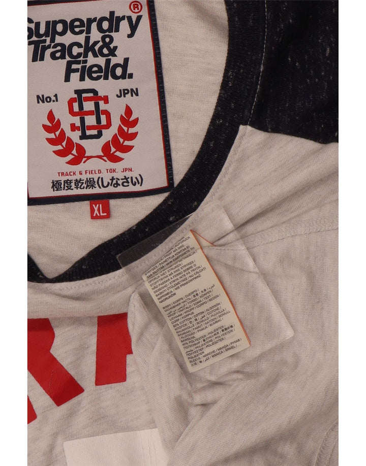 Мужская футболка с рисунком Superdry, топ XL, серая, хлопок с цветными блоками