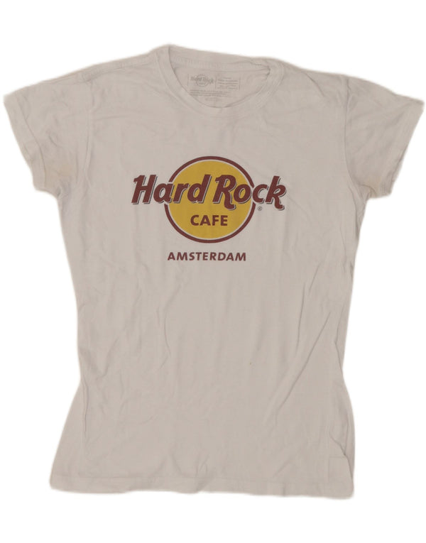 Женская футболка с рисунком Hard Rock Cafe Amsterdam Top UK 10, маленькая белая
