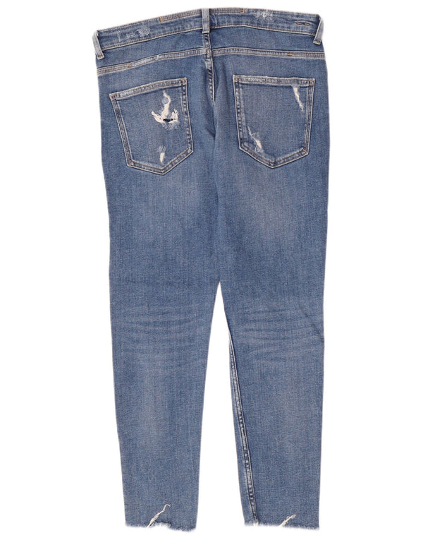 Мужские потертые узкие джинсы Zara EU 44, большие W34 L28, синие, хлопок