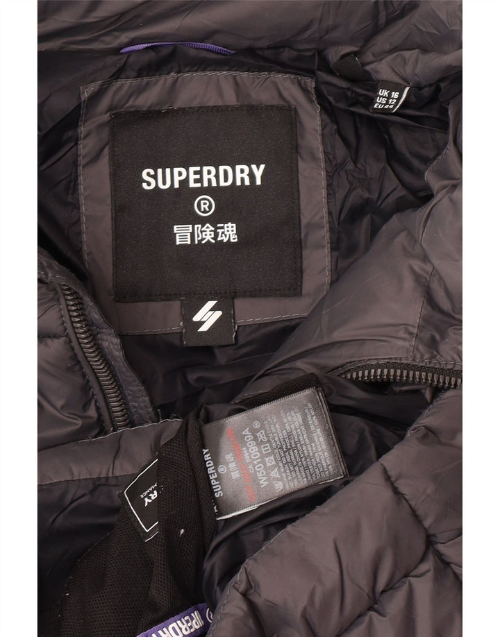 Женская стеганая куртка Superdry UK 16, большой серый нейлон
