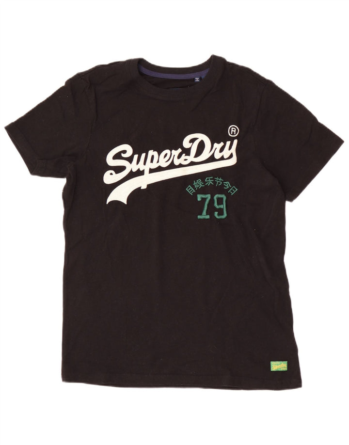 Мужская футболка с рисунком Superdry, маленький черный хлопок