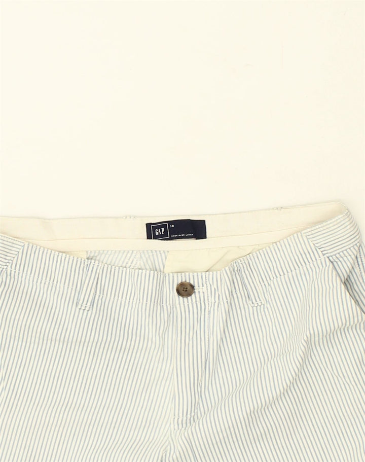 GAP Womens Tapered Chino Trousers US 10 Large W32 L28 Blue Striped Cotton | Vintage Gap | Thrift | Second-Hand Gap | Used Clothing | Messina Hembry 
