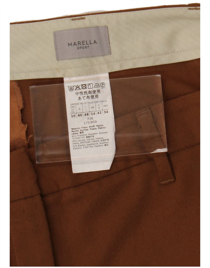 Женские узкие костюмные брюки MARELLA UK 14, большие W34 L28, коричневые, полиэстер
