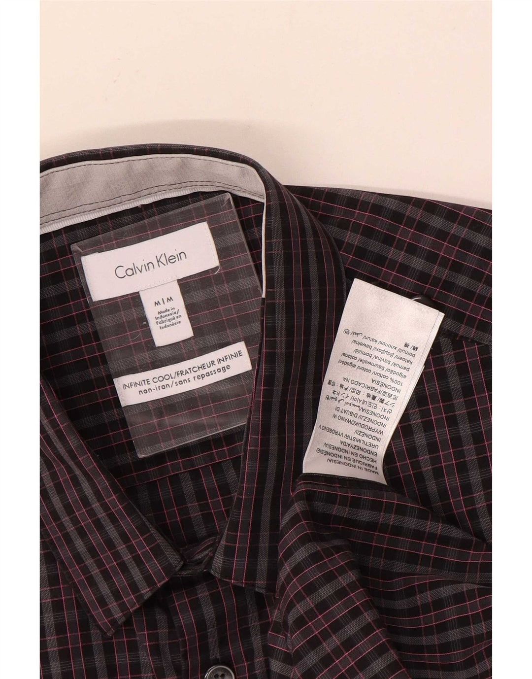 Мужская рубашка Calvin Klein в клетку среднего серого цвета, хлопок