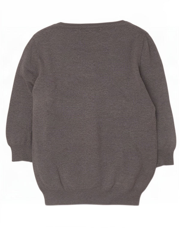 Женский кардиган с рукавом 3/4 Zara UK 12, хлопковый средний серый цвет