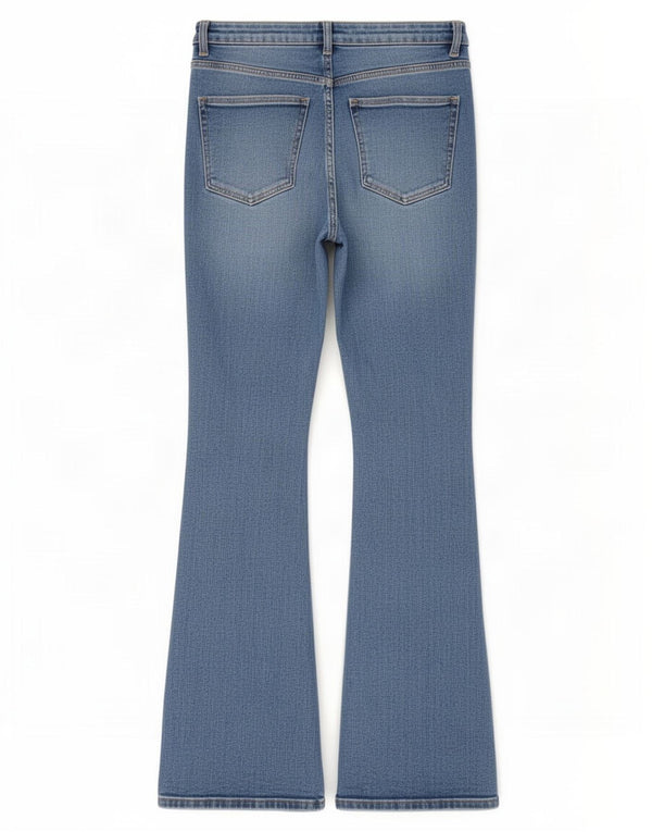 Zara Womens High Rise Flared Jeans EU 36 XS W26 L32 Blue Cotton